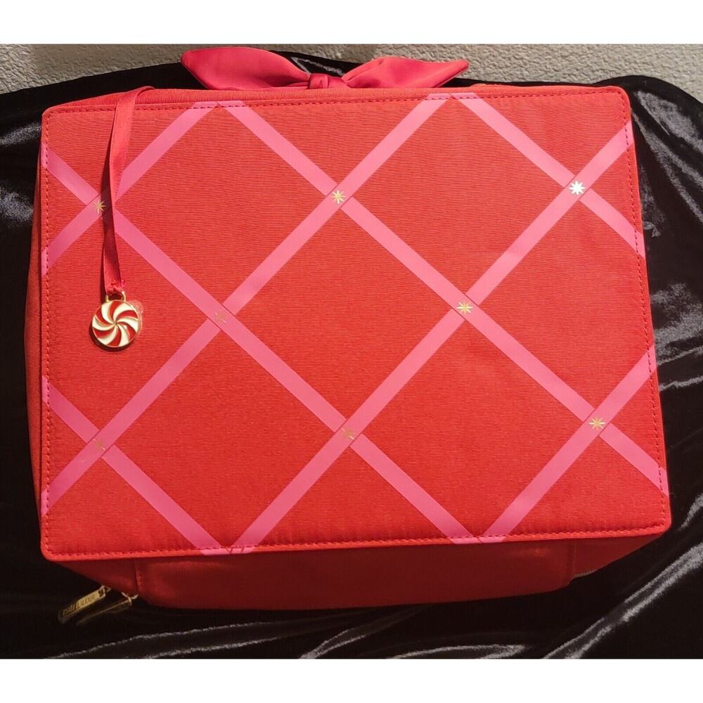 NEW Estee Lauder Makeup Train Case Bag Limited Edition ~ Red ~ with Handle
